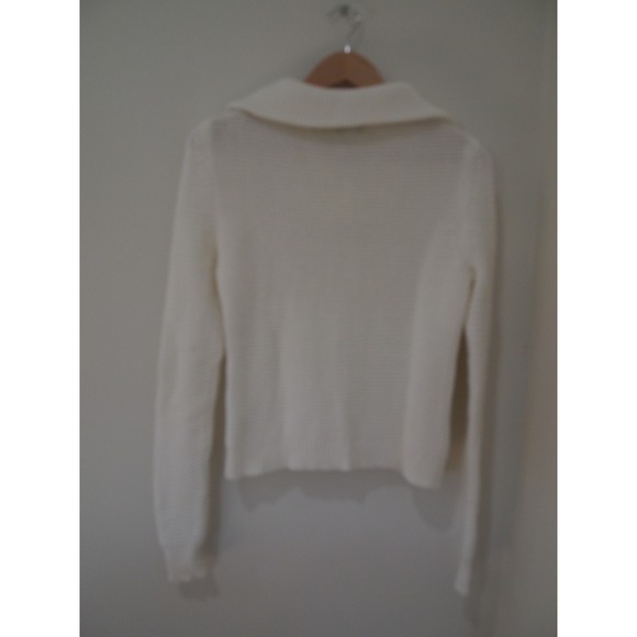 Evereve Cream Cotton Knit Pullover Sweater Collared Button XS Extra‎ Small - Picture 4 of 7